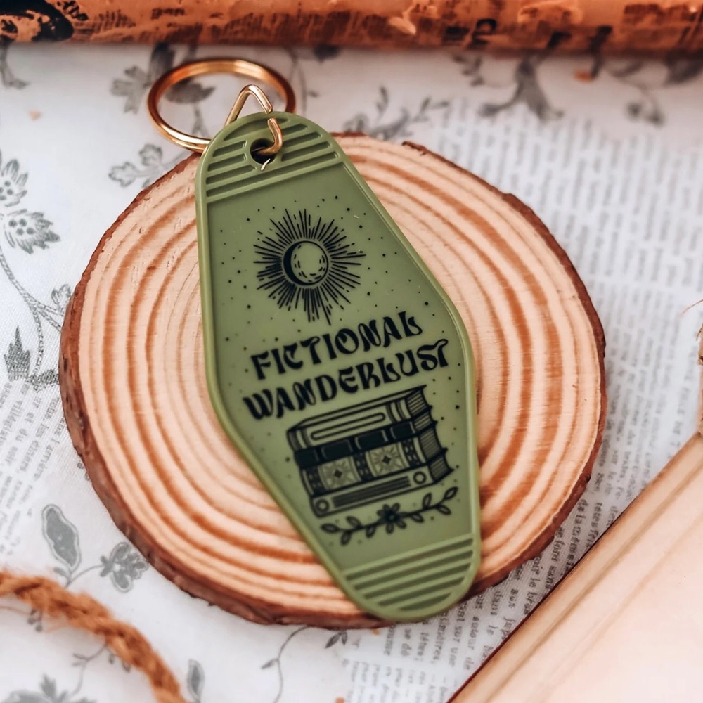 The Bookish Box Fictional Wanderlust Motel Tag Keychain